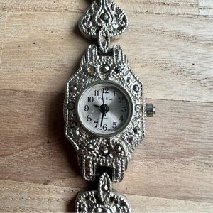 Pierre Nicol ladies vintage style marcasite Art Deco fashion watch NEW BATTERY